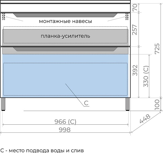 Style Line Тумба с кварцевой раковиной антрацит Остин 100 графит – картинка-3
