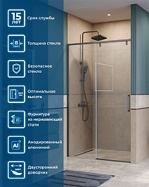 BelBagno Душевая дверь в нишу Soft Close-1 SOFT_CLOSE-1-BF-1-110-C-GM 110x200 профиль хром стекло прозрачное – фотография-10