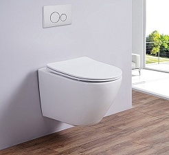 Esbano Унитаз Amapola подвесной безободковый белый матовый – фотография-2