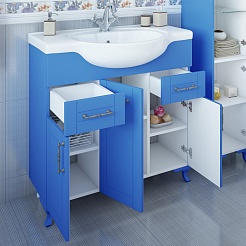 Sanflor Мебель для ванной Глория 85 R голубая матовая – фотография-5