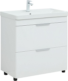 Aquanet Мебель для ванной Ирис New 80 белая глянцевая – фотография-2