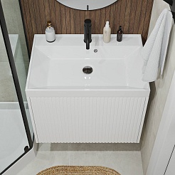 Vivon Тумба с раковиной Kristi 70 подвесная белая матовая рифленая – фотография-7