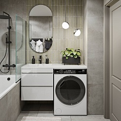 Vivon Тумба с раковиной под стиральную машину Harper 120 L подвесная белый глянец – фотография-3