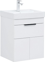 Aquanet Тумба с раковиной Ирис New 50 подвесная белая глянцевая – фотография-5