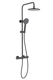 Aquatek Душевая стойка Европа AQ2343MB с термостатом, матовая черная – фотография-1