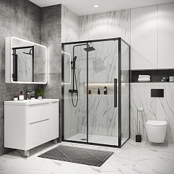 Grossman  Душевой уголок Cosmo 120x80x195 профиль графит сатин стекло прозрачное – фотография-2