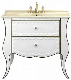 Misty Мебель для ванной "Анжелика 100" белая сусальное золото – фотография-2