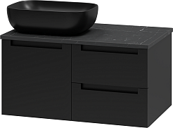 Brevita Тумба под раковину Cargo 80 подвесная черная матовая – фотография-3