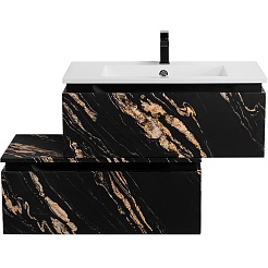 Cezares Тумба с раковиной Slider 80 с 2 ящиками подвесная чёрный фьюжн – фотография-1