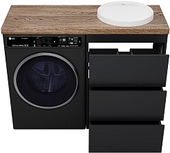 Brevita Тумба с раковиной Grafit 120 под стиральную машину графит/махагон – фотография-8