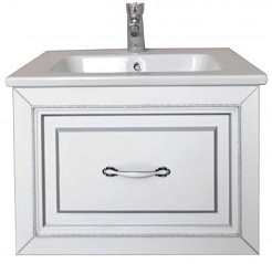 Атолл Тумба с раковиной Валери 60 белая/серебро – фотография-1