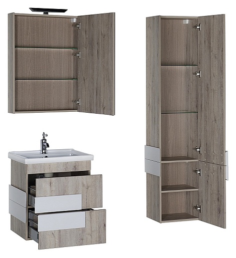 Aquanet Зеркальный шкаф "Мадейра 60" дуб кантри – картинка-5