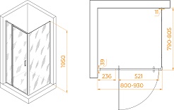 RGW Душевой уголок Passage PA-078 (PA-008 + Z-050-2) 80x80 профиль хром стекло прозрачное – фотография-3