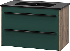 Brevita Тумба с раковиной Greenwood 80 подвесная зеленая матовая/дуб галифакс олово – фотография-6