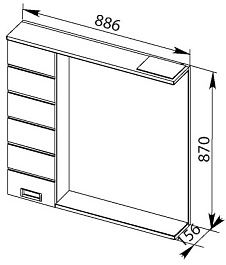 Aquanet Зеркальный шкаф "Доминика 90" R черный – фотография-5