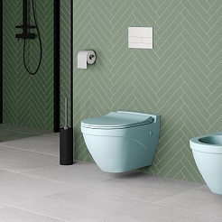 Ambassador Сиденье для унитаза Nord тонкое голубое матовое – фотография-7