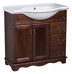 Bas Мебель для ванной Варна 85 орех, глухие дверцы, 3 ящика – фотография-4