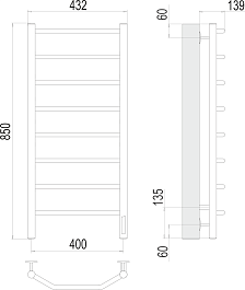 Terminus Полотенцесушитель электрический Виктория П8 400x850 хром – фотография-3