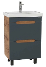 Onika Тумба под раковину Айленд 50 напольная графит/дуб крафт золотой – фотография-1