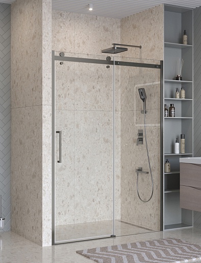 BelBagno Душевая дверь в нишу Marino MARINO-2-BF-1-140-C-GM 140x195 профиль оружейная сталь стекло прозрачное – фотография-2