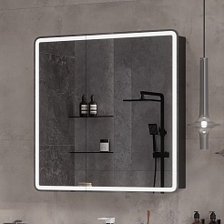 Equil Зеркальный шкаф Eltoro 80 чёрный софт – фотография-5