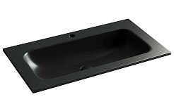 Sancos Мебель для ванной Marmi 1.0 80 дуб галифакс натуральный чёрная раковина – фотография-3