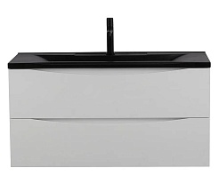 BelBagno Мебель для ванной Marino 100 Bianco Opaco с раковиной BB1000/445-LV-ART-PR-NERO – фотография-2