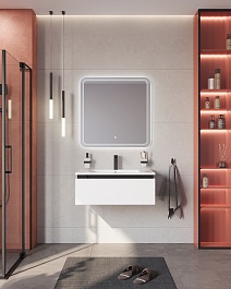 Cezares Тумба с раковиной Slider 80 подвесная белая – фотография-9