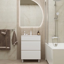 Mixline Тумба с раковиной Брикс 60 2 ящика белая – фотография-7