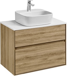 Акватон Мебель для ванной с белой столешницей Либерти 75 Одри Soft дуб эльвезия – фотография-2