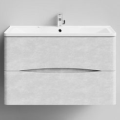 Водолей Тумба под раковину Адель 90 подвесная белый камень – фотография-1