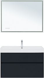 Aquanet Мебель для ванной Бруклин 100 подвесная черная матовая – фотография-1