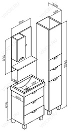 Бриклаер Зеркальный шкаф Токио 70 L венге – фотография-4