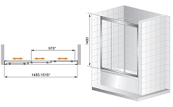 Cezares Шторка на ванну FAMILY-B-V-3-150/140-P-Cr – фотография-3