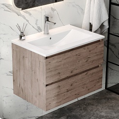 Teymi Тумба с раковиной Laina 70 подвесная дуб темный – фотография-2