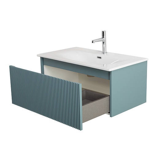 BelBagno Тумба с раковиной Uno 80 с 1 ящиком подвесная Голубой матовый с раковиной BB-8099-3-80 – картинка-11