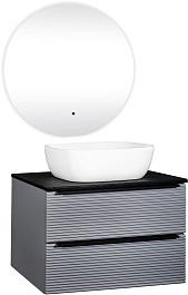 Runo Тумба с раковиной Орлеан 70 Bella подвесная серая/черная – фотография-9