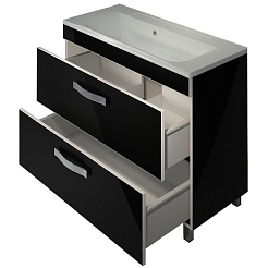 Какса-а Мебель для ванной Хилтон 100 напольная, черная – фотография-7