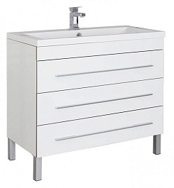Aquanet Тумба с раковиной Верона 100 напольная, ящики, белая – фотография-1