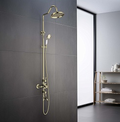 Aquatek Душевая система Классик AQ2543PG с термостатом, полированное золото – фотография-4