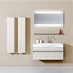 Aqwella Тумба с раковиной Бергамо 100 подвесная акация – фотография-7