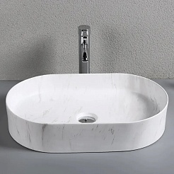 Ceruttispa Раковина накладная 50 CR0055B MMW1 мрамор белый матовый – фотография-2