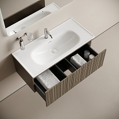 Sancos Тумба с раковиной Code 100 серо-бежевая раковина Sabo 100 CN13003 – фотография-5