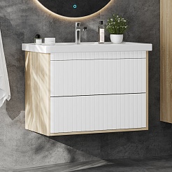 Onika Мебель для ванной Дайлер 80 подвесная белая/дуб сонома – фотография-4