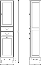 ValenHouse Пенал Эллина 40 слоновая кость R, корзина, фурнитура хром – фотография-5