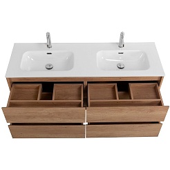 BelBagno Мебель для ванной Kraft 120 подвесная 4 ящика Rovere Nebrasca Nature двойная раковина – фотография-9