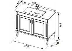 Aquanet Тумба с раковиной Селена 105 (2 дверцы), белая/патина серебро – фотография-13