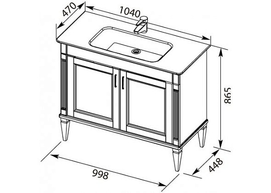 Aquanet Тумба с раковиной Селена 105 (2 дверцы), белая/патина серебро – картинка-13