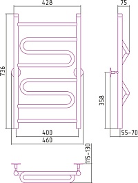 Стилье Полотенцесушитель Универсал-51 800х400 – фотография-2