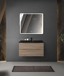 BelBagno Тумба с раковиной Marino 80 подвесная Rovere Bianco с раковиной 80/45 AST-NERO – фотография-7